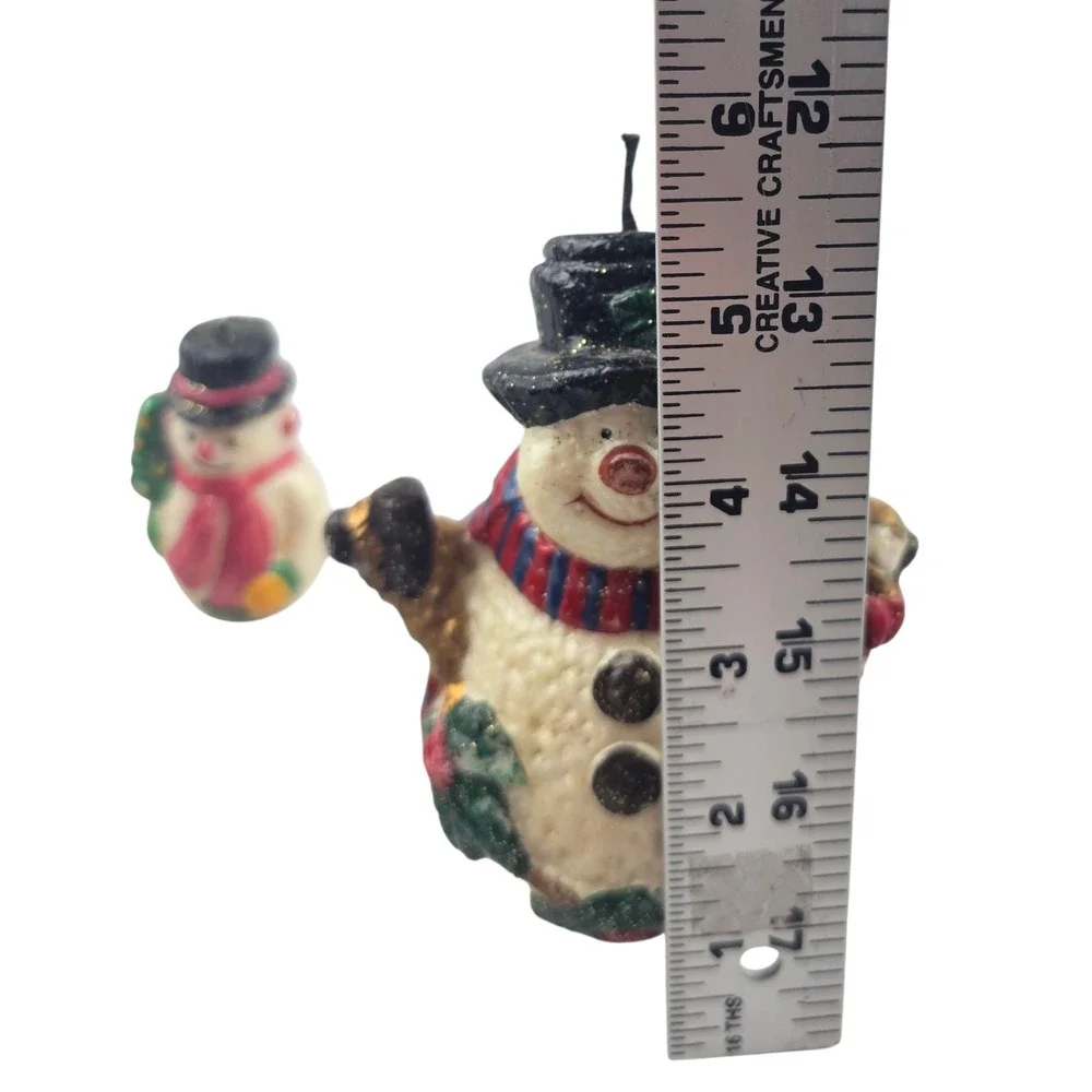 Christmas Candle Snowman with‎ Tree Holiday Decor Festive Decoration